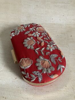 Red Oval Handcrafted Clutch Bag, 2 of 4