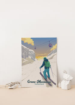 Crans Montana Ski Resort Switzerland Poster Art Print, 2 of 8