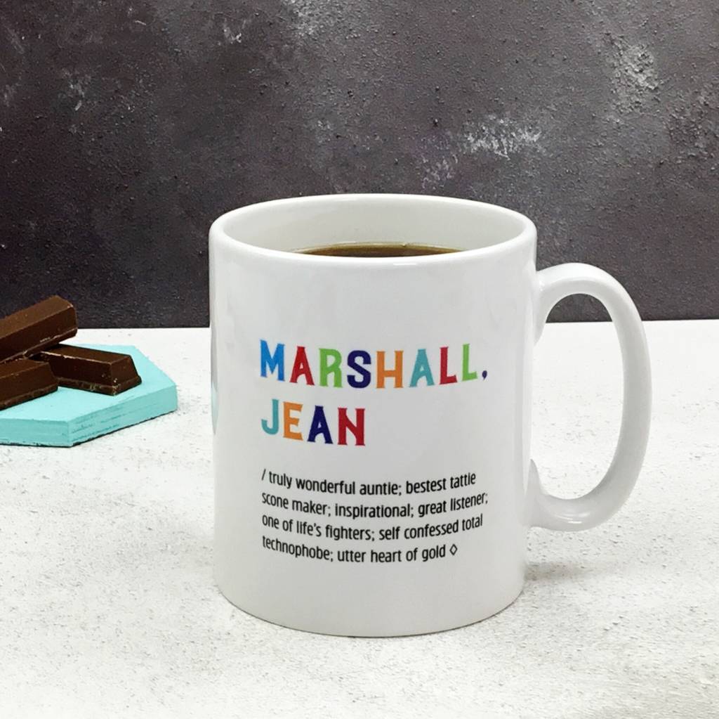 personalised dictionary definition colourful mug by xoxo
