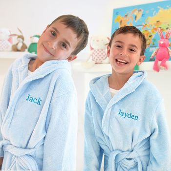 Personalised Twins Soft Child's Dressing Gowns In Blue, 3 of 9