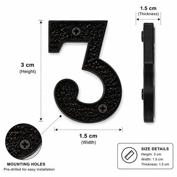 Black Brass Door Number Three Plaque, 9 of 9