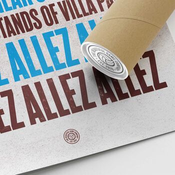 Aston Villa 'Allez Allez Allez' Football Song Print, 3 of 3