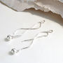 Sterling Silver Wave And Ball Threader Earrings, thumbnail 4 of 5