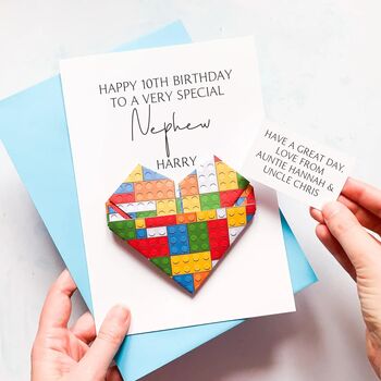 Personalised Origami Birthday Card – Construction Brick For Son, Grandson Or Nephew, 2 of 3