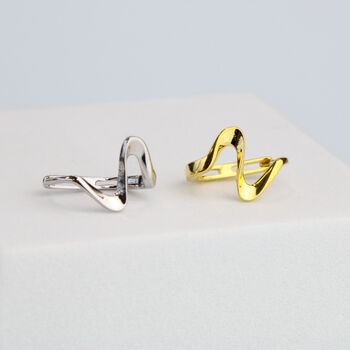 Sterling Silver Wave Huggie Hoop Earrings, 3 of 6