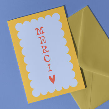 Merci Thank You Scalloped Greeting Card, 2 of 2