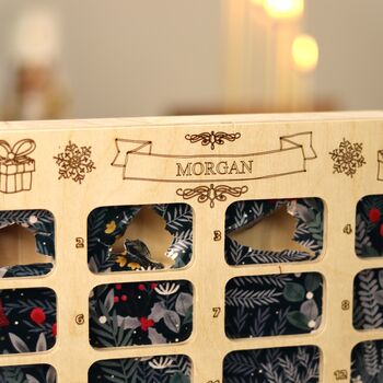 Personalised Wooden Reusable Christmas Advent Calendar, 6 of 12