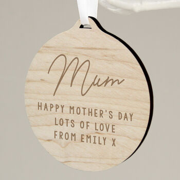 Personalised Message Round Wooden Hanging Decoration, 4 of 6