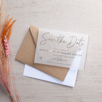 Scattered Hearts Foiled Vellum Save The Date, 3 of 4