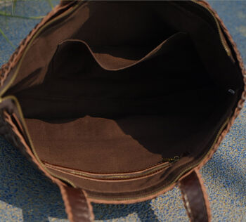Leather Hand Woven Leather Bag Oversize, 9 of 12