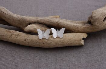 Handmade Silver Butterfly Stud Earrings, 2 of 3
