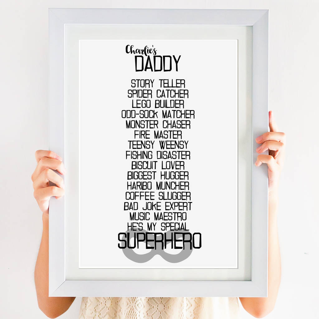 Personalised Daddy My Superhero Poem Print By Giddy Kipper