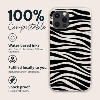Zebra Print, Biodegradable Phone Case, 2 of 8