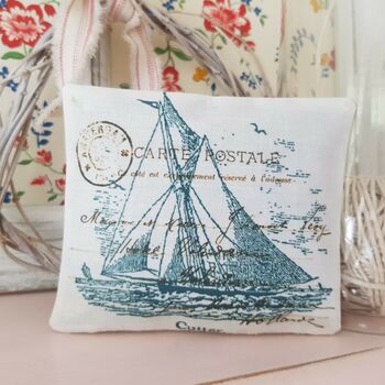 Nautical Boat Illustration Gift Pillow, 5 of 5