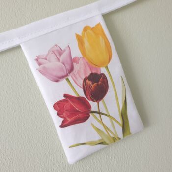 Tulip Flower Fabric Bunting Gift Fpr Garden Lovers, 2 of 5