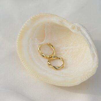 Pearl Earring Set, Gold Pearl Earring, Gold Huggie Hoop, 4 of 5