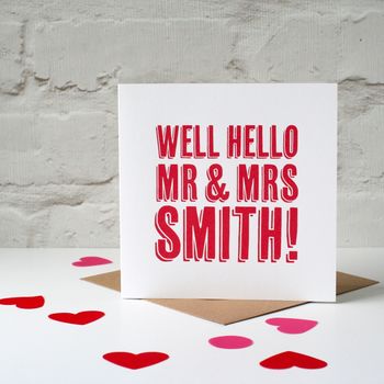 'Well Hello Mr And Mrs' Personalised Wedding Card, 3 of 5