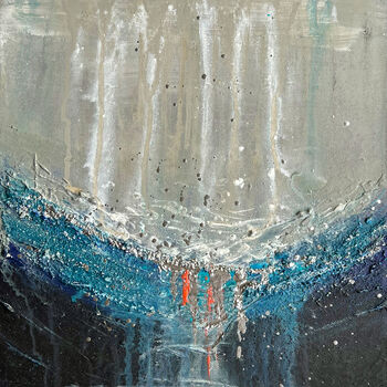 Sea Rain Framed Mixed Media Abstract Painting, 3 of 5