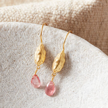 Pink Tourmaline With Gold And Silver Earrings, 4 of 8