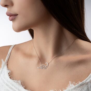 'Dino Mite' Geometric Dinosaur Necklace, 5 of 9