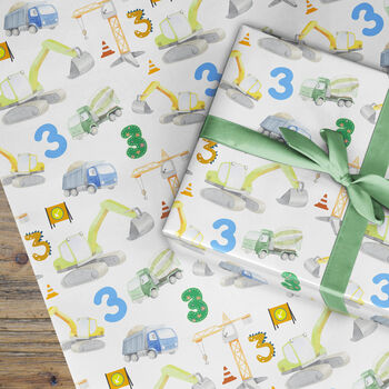 Construction Digger Wrapping Paper With Numbers, 7 of 12