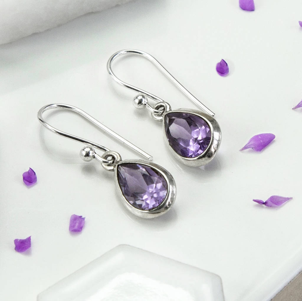Purple Amethyst Earrings Earrings For Her Long Drop Earrings Teardrop Earrings Quartz Silver Earrings Amethyst Quartz Earrings