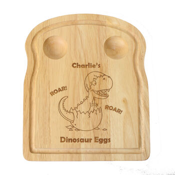 Personalised Dinosaur Eggs And Soldiers Toast Board, 4 of 4