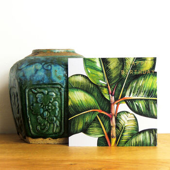 Gold Foiled Ficus Benghalesis Birthday Card, 4 of 5