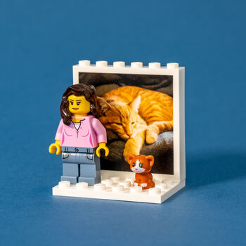 Personalised Pet And Owner Lego® Brick Minifig Display: Custom Photo Keepsake Gift, 2 of 12