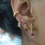 Gold Plated Pink Crystal Huggie Earrings, thumbnail 6 of 11