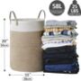 58 L White And Brown Cotton Rope Woven Storage Basket, thumbnail 8 of 8