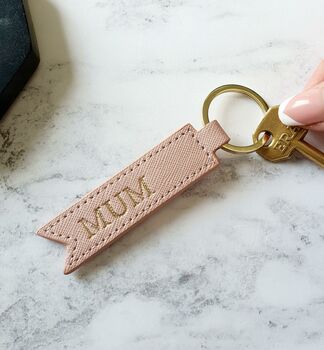 Leather Ribbon Keyring In Pink, 2 of 4