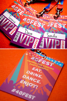 40 Fest 40th Birthday Party Vip Pass Lanyard Favours, 7 of 9