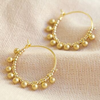 Gold Plated Beaded Ball Hoop Earrings, 2 of 8