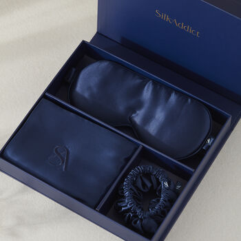 Silk Addict 100% Mulberry Silk Navy Gift Set, 4 of 7
