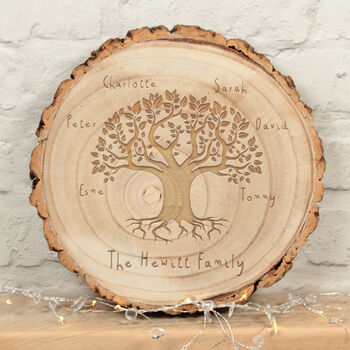 Personalised 'Family Tree' Wood Slice Sign Decoration, 2 of 2