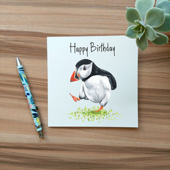 Illustrated Dancing Puffin Birthday Card, 5 of 6