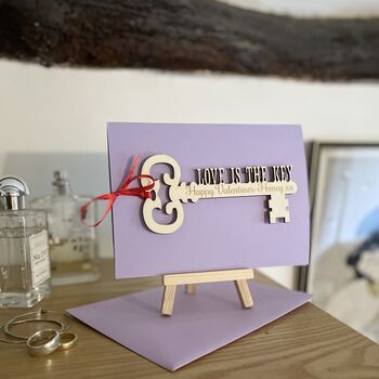 Personalised Love Is The Key Valentines Keepsake Card, 7 of 10