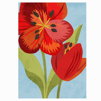 Red Floral Wall Art Print, Modern Flower Illustration, Botanical Home Decor, 2 of 3