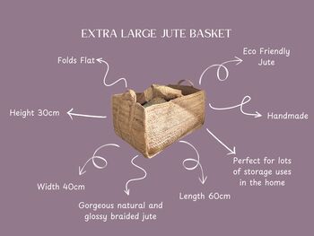 Extra Large Natural Jute Storage Basket, 2 of 6