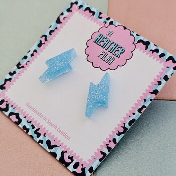 Glitter Lightning Bolt Stud Earrings *More Colours Available*, 11 of 12