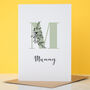 Floral Initial And Name Greetings Card, thumbnail 2 of 8