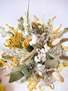 Dried Eucalyptus Bouquet With Statice And Solidago, 3 of 5