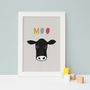 Cow Moo Print, Baby's Birthday Or Christening Gift, thumbnail 1 of 7