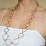 Antique Finish Layered Interlinked Geometric Opera Necklace, thumbnail 2 of 3