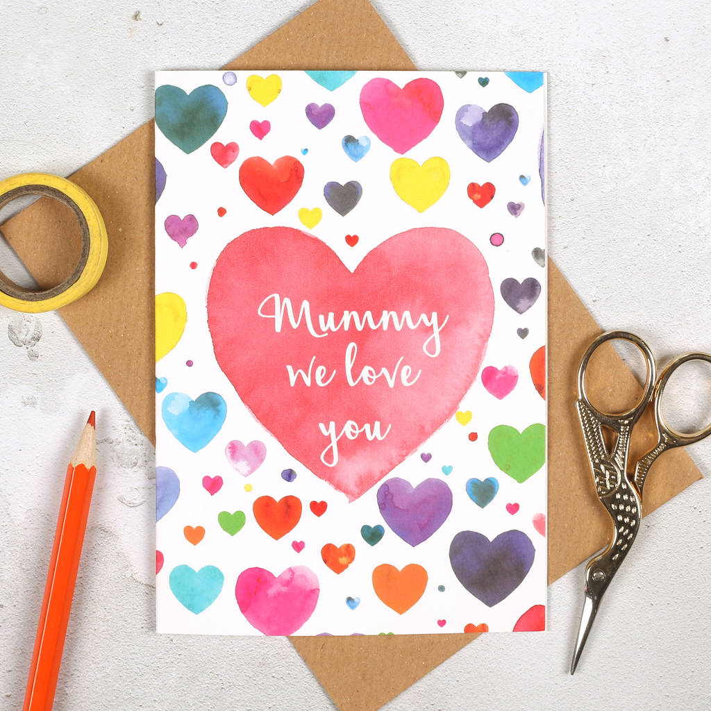 Personalised I Love You Mummy Watercolour Heart Card By Bombus ...