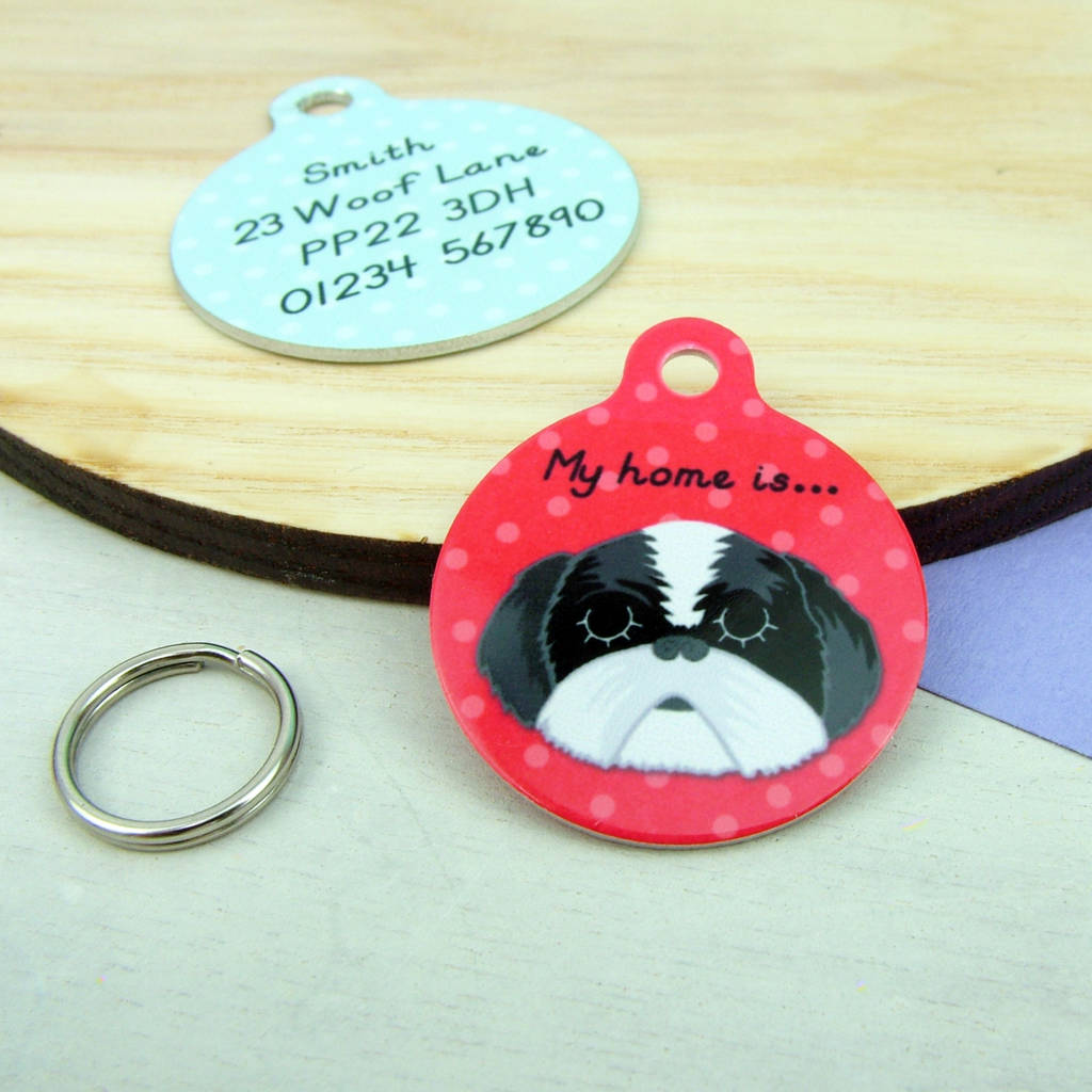 personalised shih tzu pet id name tag by hoobynoo