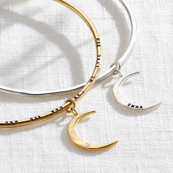 Personalised Crescent Moon Bangle, 5 of 8