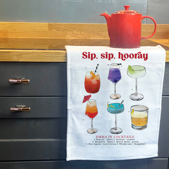 Personalised Secret Message Cocktail Personality Tea Towel, 8 of 10