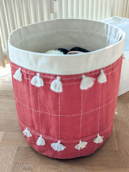 Organic Cotton Canvas Storage Basket, Childrens Toy Bag, 5 of 8